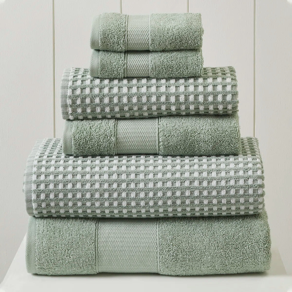 Modern Threads Drucilla 6-Piece 100% Combed Cotton Yarn Dyed Cobblestone Jacquard Towel Set