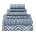 Modern Threads Oxford 6-Piece Yarn Dyed Jacquard & Solid Towel Set – 100% Cotton, Quick Dry & Absorbent Bath, Hand & Washcloths