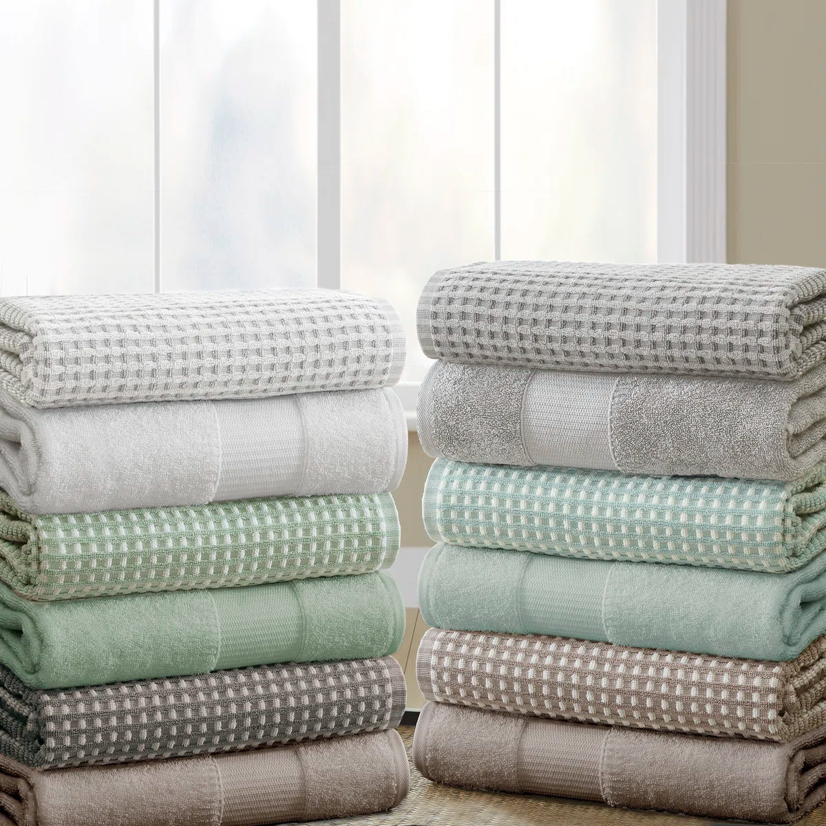 Modern Threads Drucilla 6-Piece 100% Combed Cotton Yarn Dyed Cobblestone Jacquard Towel Set